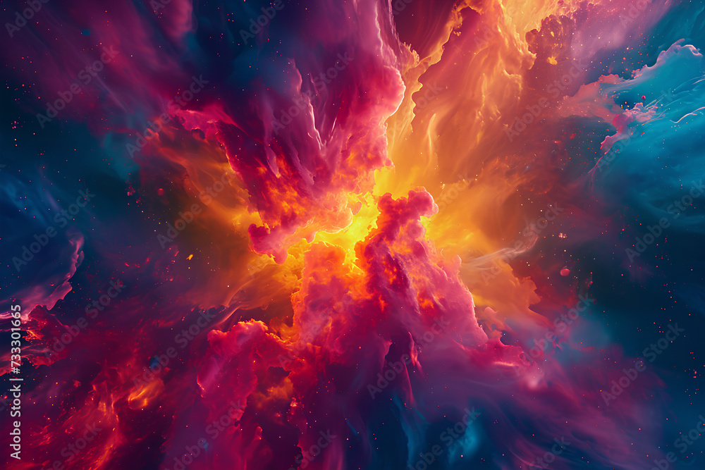 Fototapeta premium visually stunning abstract representation of a supernova using vibrant colors and dynamic shapes