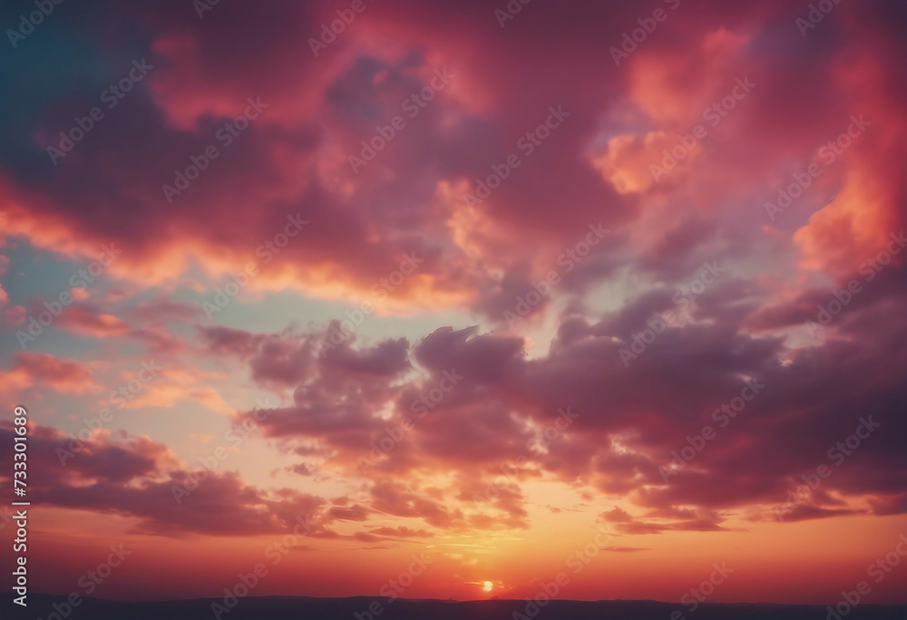 Background of colorful sky concept Dramatic sunset with twilight color sky and clouds