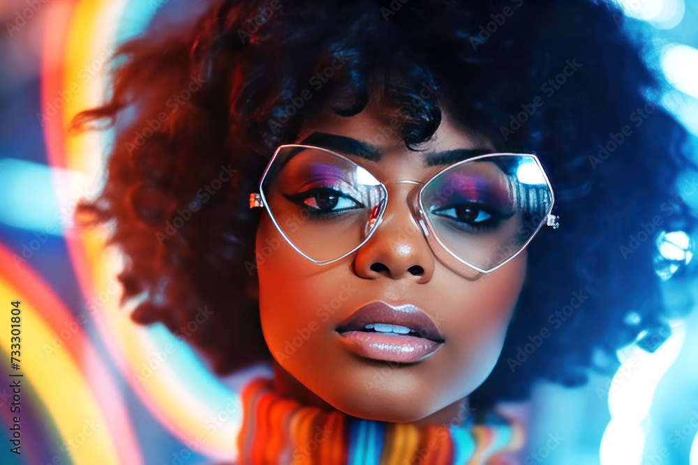 Chic and stylish, this image captures a woman with a retro vibe