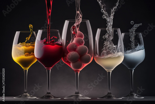 Dynamic wine glasses creating a mesmerizing liquid symphony.