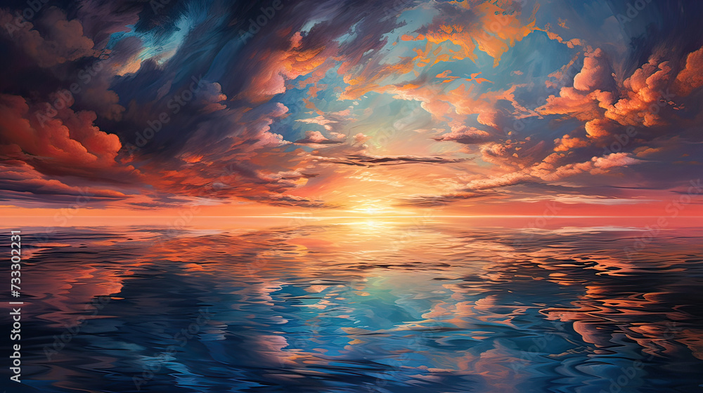 Sunset Reflections on Water Background Ai Generative