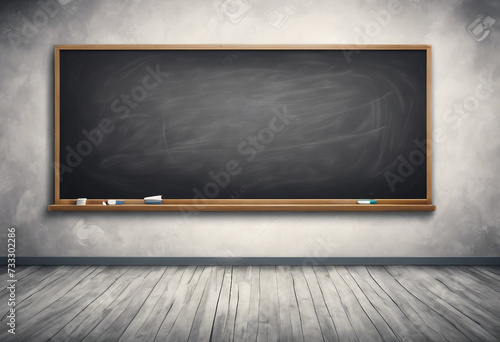 Blank wide screen Real chalkboard background texture in college concept for back to school concept with copy space