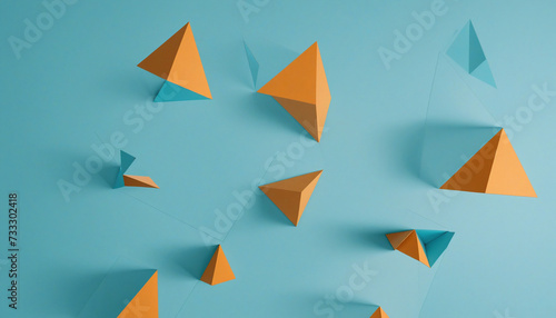 Abstract geometric composition  blue background design  3d render