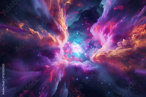  visually stunning abstract representation of a supernova using vibrant colors and dynamic shapes