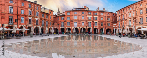 Nationale square and its water mirror in autumn in Montauban, in Tarn et Garonne, in Occitanie, France photo