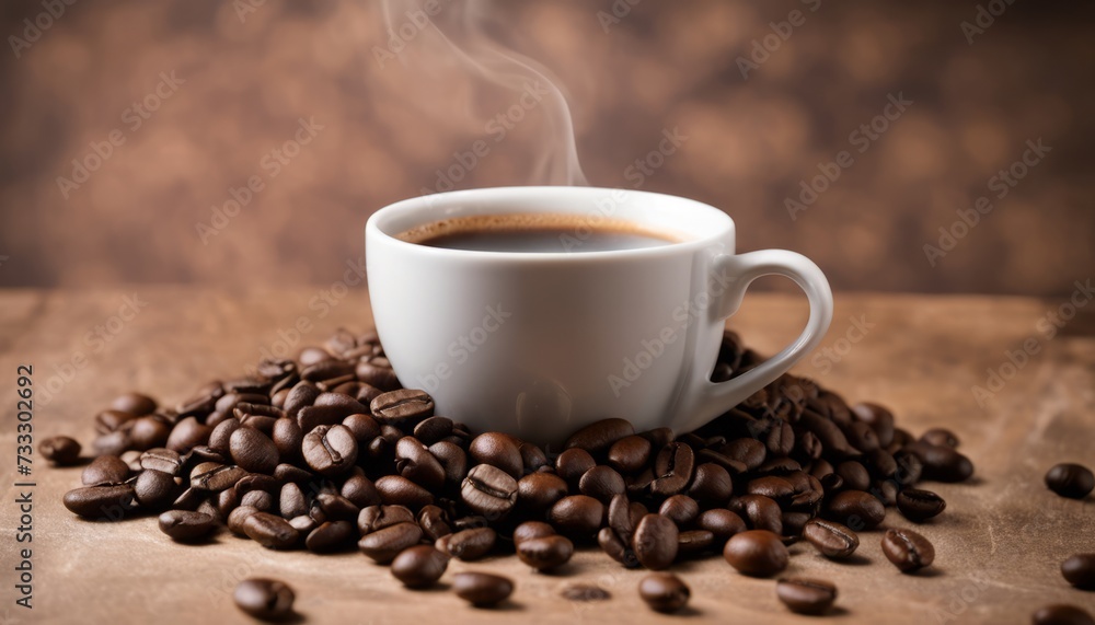 A cup of coffee with steam coming out of it A cup of coffee with steam coming out of it