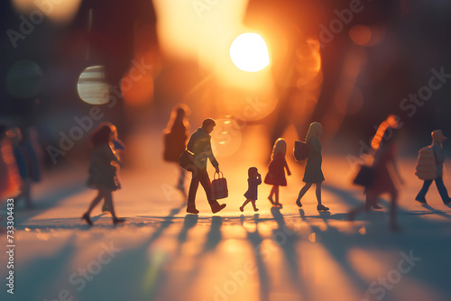 a image of miniature men and women walking on paper i photo