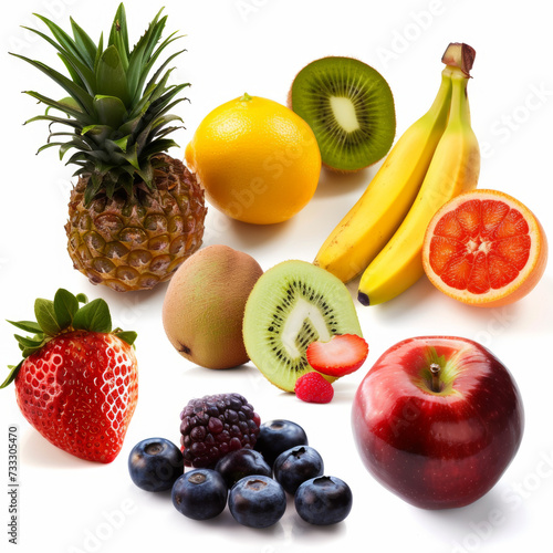 fruits on white background, isolated