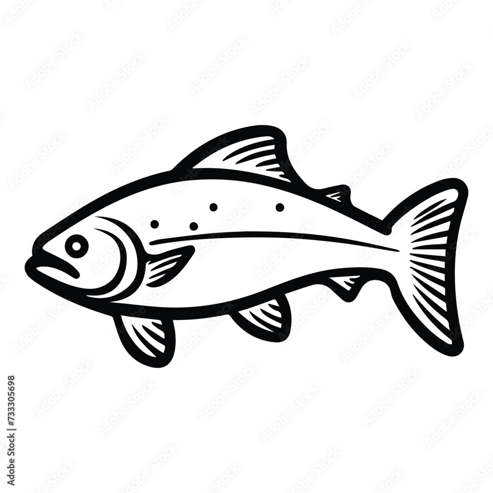 Fototapeta premium Salmon Flat Icon Isolated On White Background