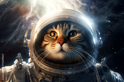 Embark on a cosmic adventure with this whimsical cat astronaut photo