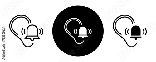 Tinnitus awareness outline icon collection or set. Tinnitus awareness Thin vector line art