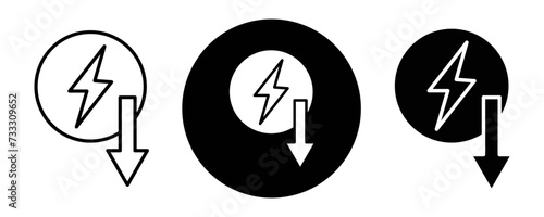 Energy reduction outline icon collection or set. Energy reduction Thin vector line art