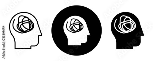 Mental disorder outline icon collection or set. Mental disorder Thin vector line art