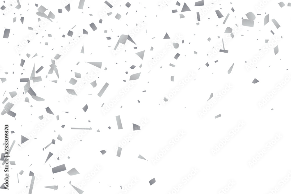 Silver glitter confetti on a white background. Illustration of a drop of shiny particles. Decorative element. Luxury background for your design, cards, invitations, gift, vip. Silver glitter confetti on a white background. Illustration of a drop of shiny particles. Decorative element. Luxury background for your design, cards, invitations, gift, vip.
