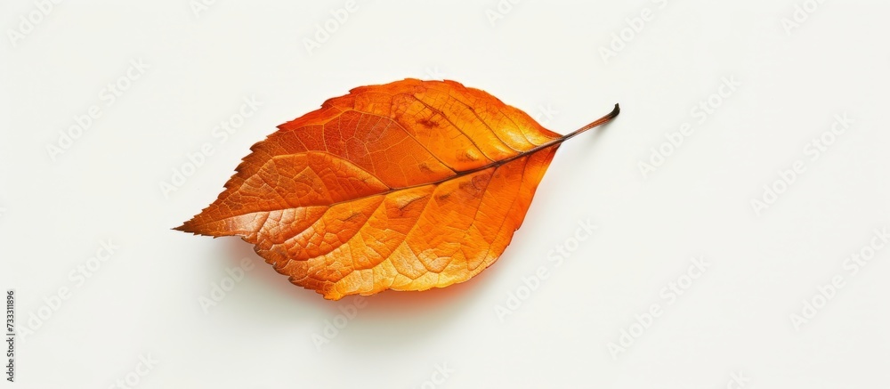 Fototapeta premium Vibrant Orange Dried Leaf on Clean White Background