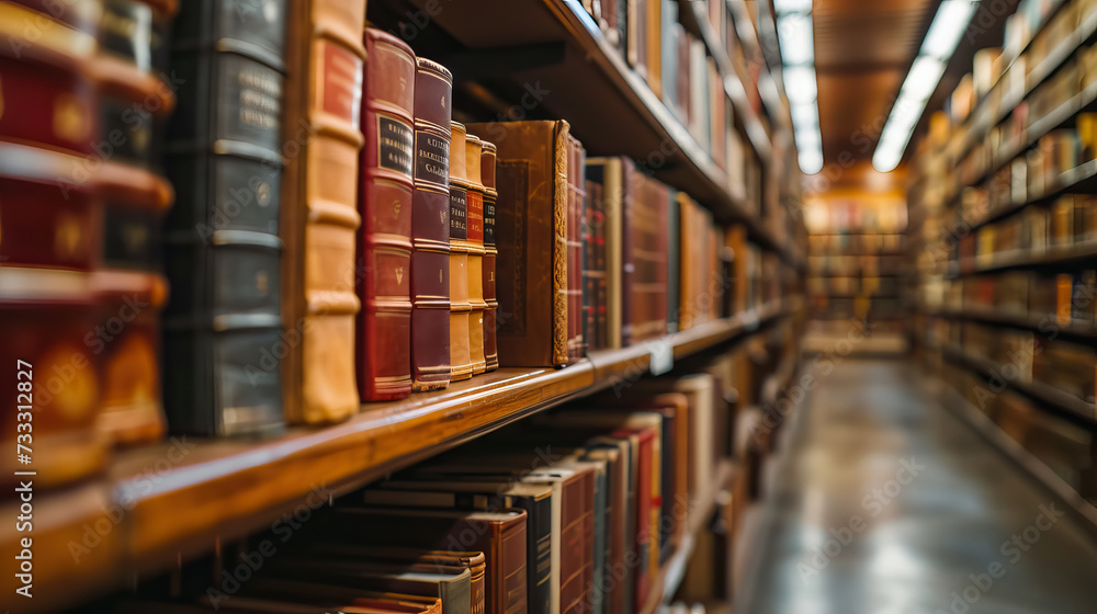 a law library filled with rows of books and legal documents, where lawyers and scholars conduct research and study - AI Generated
