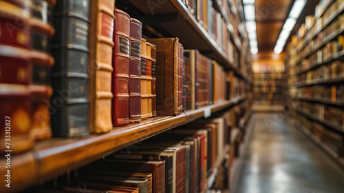 a law library filled with rows of books and legal documents, where lawyers and scholars conduct research and study - AI Generated