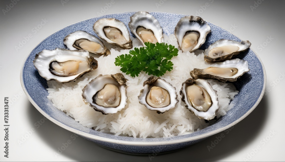 A plate of clams with rice and parsley
