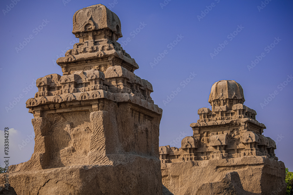 Exclusive Monolithic - Pidari Amman Ratha is UNESCO World Heritage Site located at Great South Indian architecture. World Heritage in South India, Tamil Nadu, Mamallapuram or Mahabalipuram.