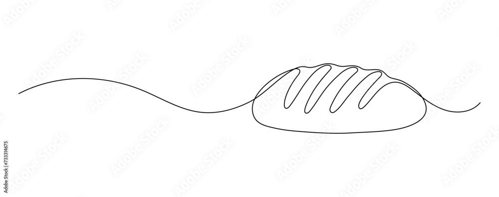 Bread. Continuous line drawing. Food frame border doodle.