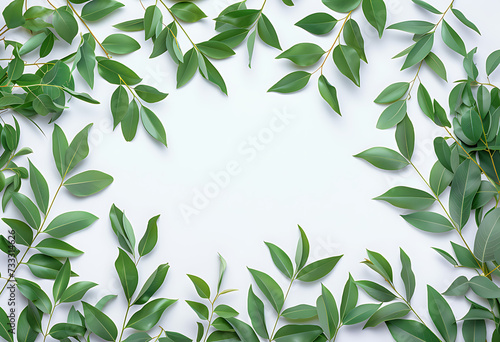 arrangement of green leaves on white background copy 