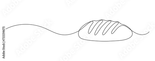 Bread. Continuous line drawing. Food frame border doodle.
