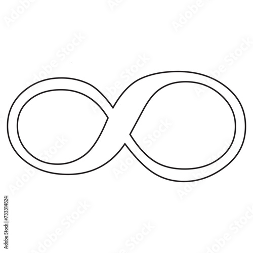 symbol nieskończoności czarny - prosty z wycofaniem - na białym tle - wektor
