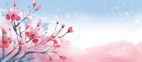 watercolor abstract cherry blossom background