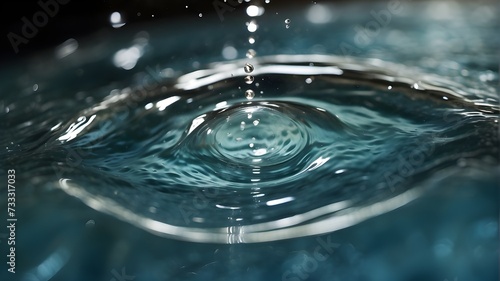 water drop splash Circular waves in a drop of clear water
