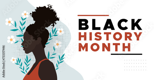 February is Black History Month illustration of exotic and elegant African people. design for Black history month celebration banner. the concept of racial and ethnic equality