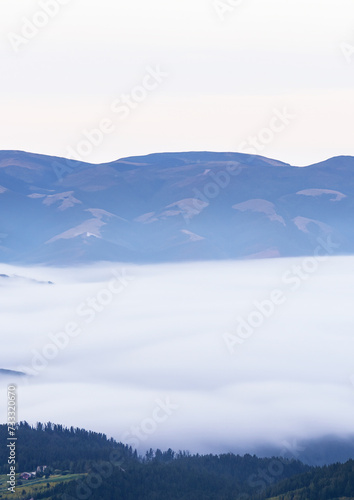 landscape with fog and clouds