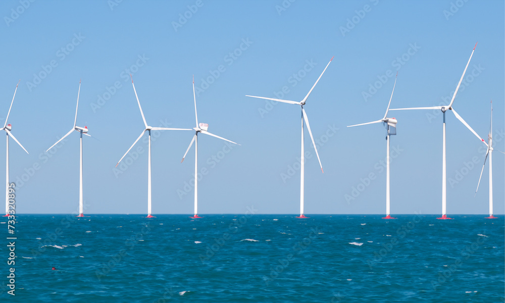wind turbine in the sea, Windmill park in the ocean
