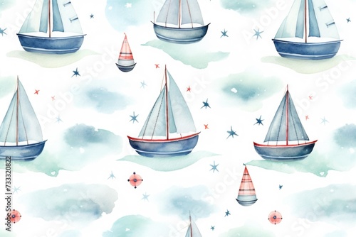 abstract colorful pattern with sailing boats