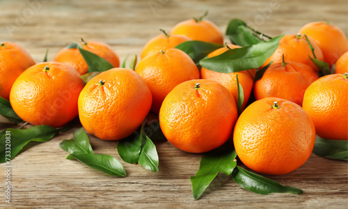 tangerines on wooden table