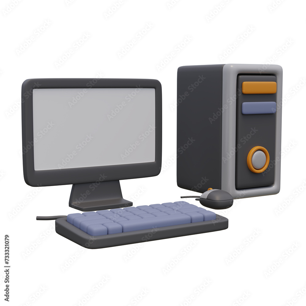 3d render illustration of personal computer with monitor keyboard and mouse. Technology concept. Illustration for web or app design 3d render illustration of personal computer with monitor keyboard and mouse. Technology concept. Illustration for web or app design