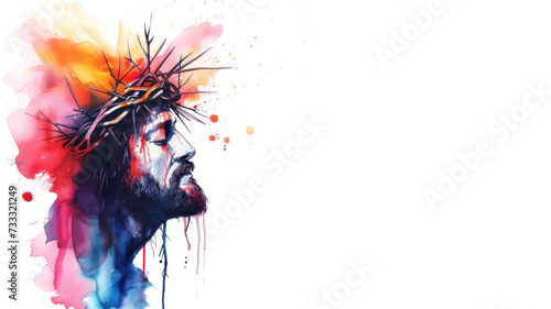 colorful passion of christ on white background photo