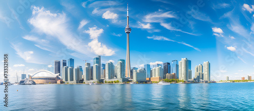 Downtown Toronto city skyline cityscape of Canada Panorama of Toronto cityscape in a sunny day.