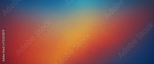 Blue red yellow gradient grainy background, blurred colors noise textured banner design,
