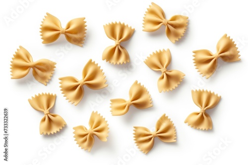 close-up of pasta bows on a white background. photo