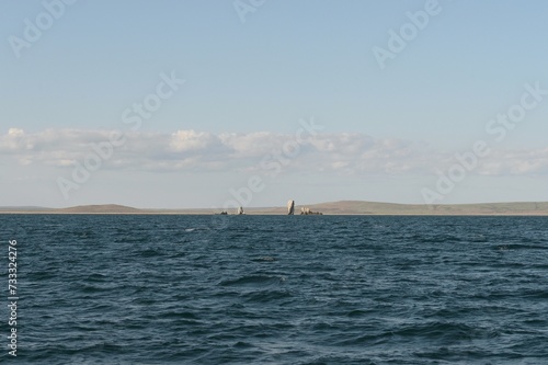 Ship Rocks off the coast of the Opuksky Reserve of the Kerch Peninsula. The Black Sea