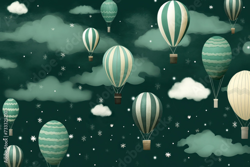 Drift into a dreamy sky with striped hot air balloons © DP