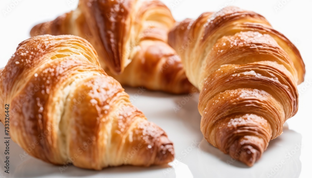 Three croissants on a white plate