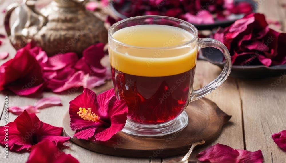 A glass of tea with a spoon in it A glass of tea with a spoon in it