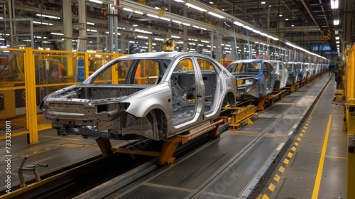 Car on Automobile Manufacturing Assembly Line