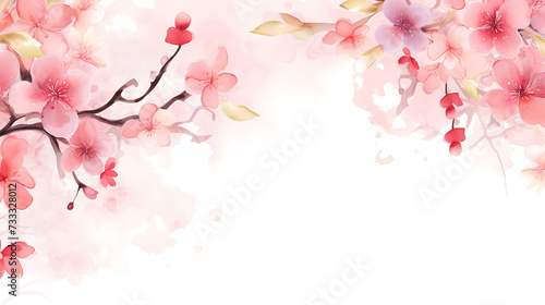 Floral background with watercolor Sakura border, Stunning Background for Websites, Blogs & Presentations © Pixel Pioneer