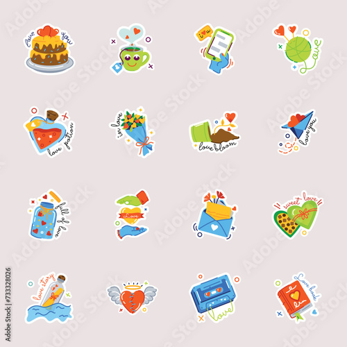 Collection of Valentine Day Flat Stickers