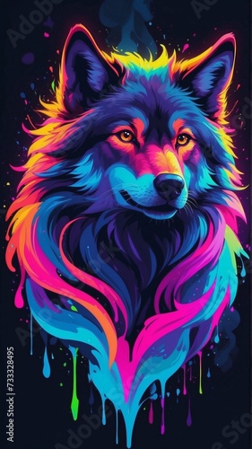 neon wolf in the night