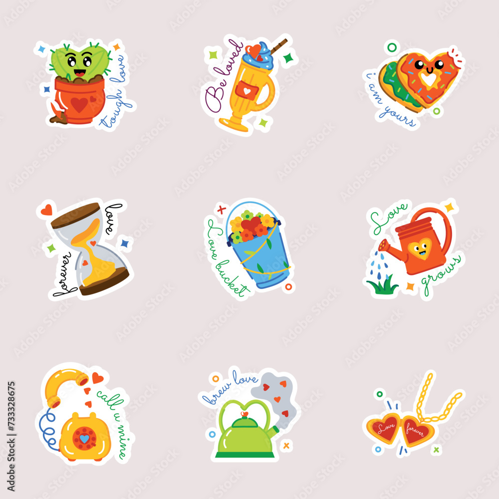 Handy Set of Love Embraces Flat Stickers 

