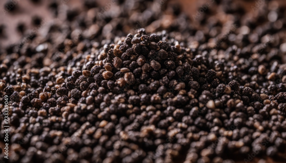 A pile of black peppercorns on a table A pile of black peppercorns on a table