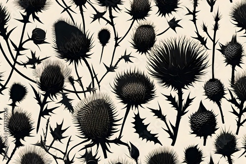 Silhouette of thistle or bur photo